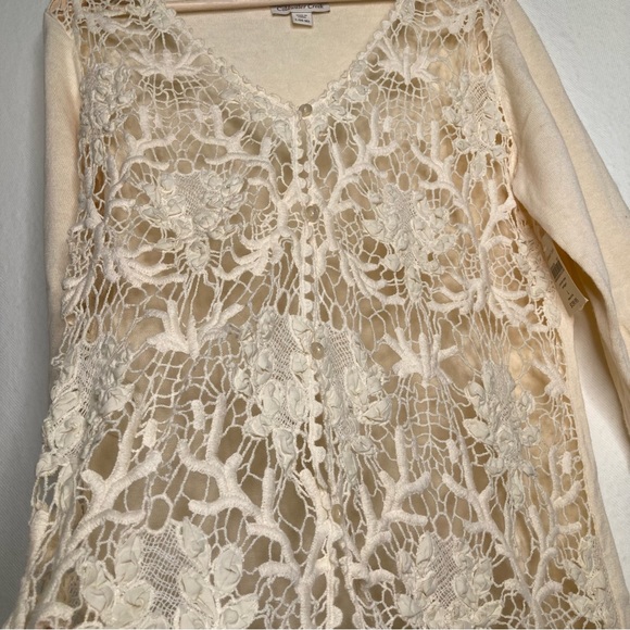 Coldwater Creek Crochet Vines Cardigan Ivy Color Size Large 14-16 NWT - Picture 5 of 11